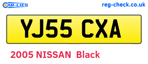 YJ55CXA are the vehicle registration plates.