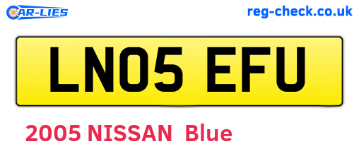 LN05EFU are the vehicle registration plates.