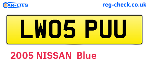 LW05PUU are the vehicle registration plates.