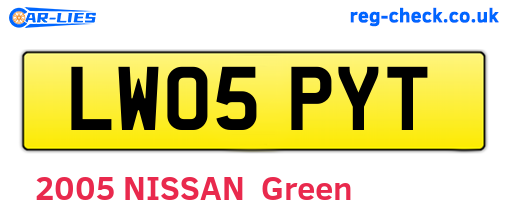 LW05PYT are the vehicle registration plates.