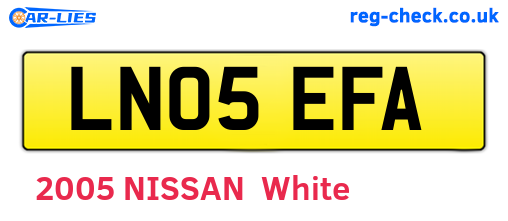 LN05EFA are the vehicle registration plates.