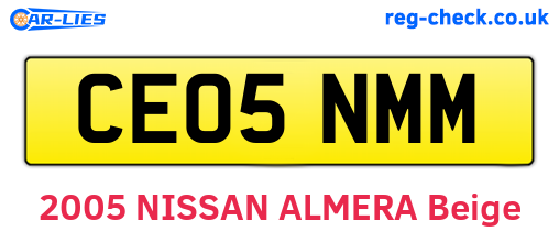 CE05NMM are the vehicle registration plates.