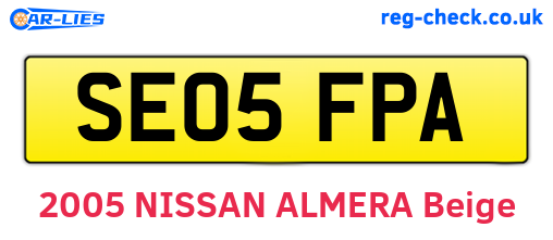 SE05FPA are the vehicle registration plates.