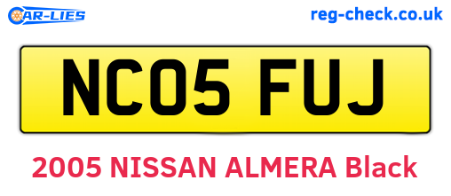 NC05FUJ are the vehicle registration plates.