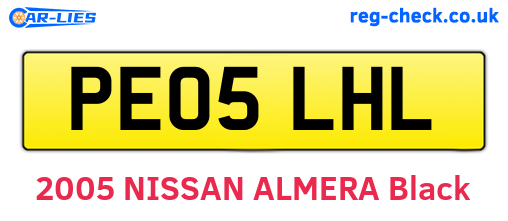 PE05LHL are the vehicle registration plates.