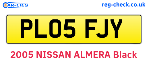 PL05FJY are the vehicle registration plates.