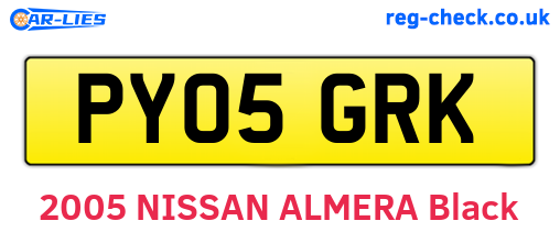 PY05GRK are the vehicle registration plates.