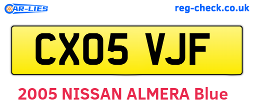 CX05VJF are the vehicle registration plates.