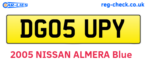 DG05UPY are the vehicle registration plates.