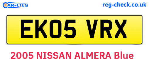 EK05VRX are the vehicle registration plates.