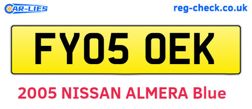 FY05OEK are the vehicle registration plates.