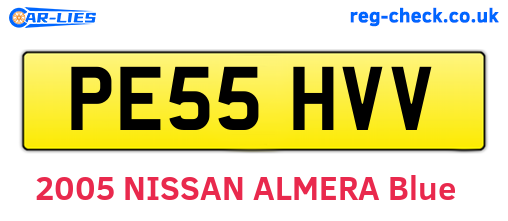 PE55HVV are the vehicle registration plates.