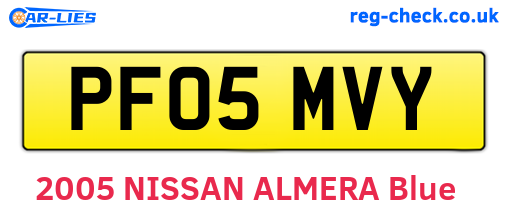 PF05MVY are the vehicle registration plates.