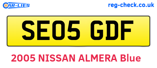 SE05GDF are the vehicle registration plates.