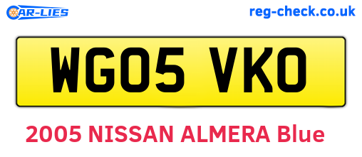 WG05VKO are the vehicle registration plates.