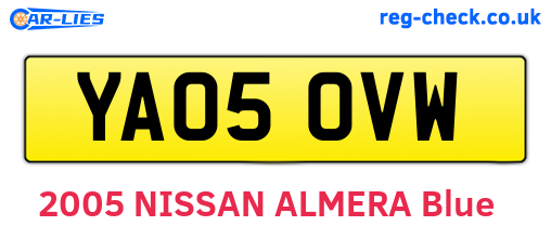YA05OVW are the vehicle registration plates.