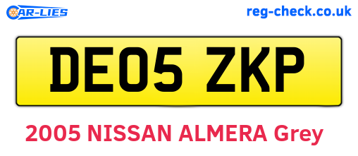 DE05ZKP are the vehicle registration plates.