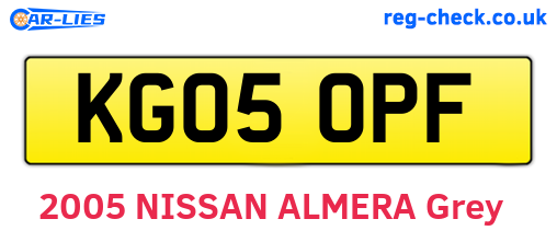 KG05OPF are the vehicle registration plates.