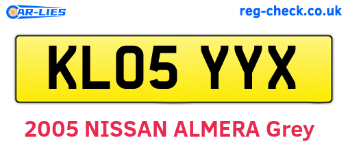 KL05YYX are the vehicle registration plates.
