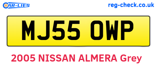 MJ55OWP are the vehicle registration plates.