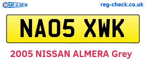 NA05XWK are the vehicle registration plates.