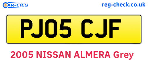 PJ05CJF are the vehicle registration plates.