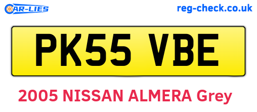 PK55VBE are the vehicle registration plates.