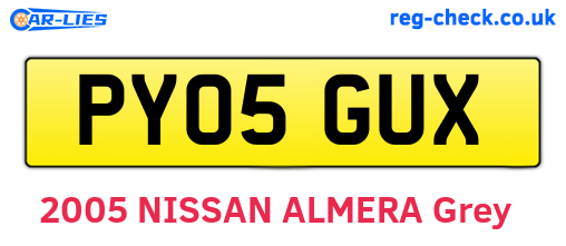 PY05GUX are the vehicle registration plates.