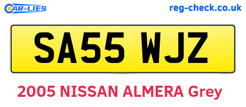 SA55WJZ are the vehicle registration plates.
