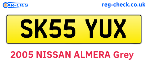 SK55YUX are the vehicle registration plates.