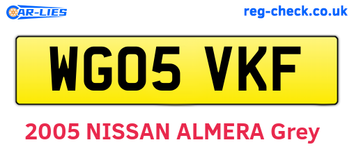 WG05VKF are the vehicle registration plates.