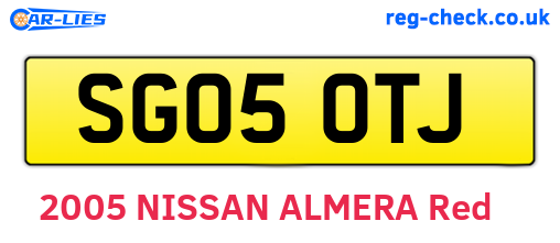 SG05OTJ are the vehicle registration plates.