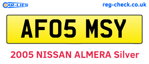 AF05MSY are the vehicle registration plates.