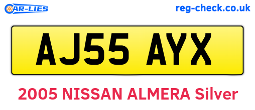 AJ55AYX are the vehicle registration plates.