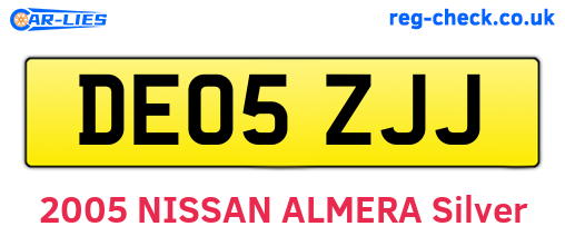 DE05ZJJ are the vehicle registration plates.