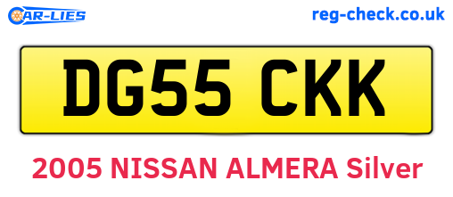 DG55CKK are the vehicle registration plates.