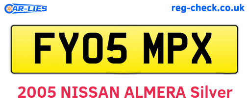 FY05MPX are the vehicle registration plates.