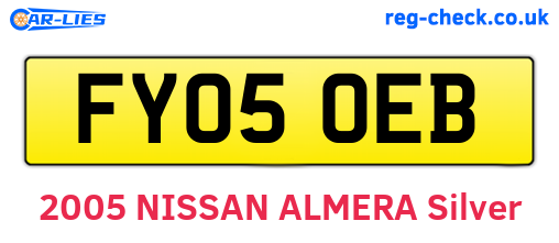 FY05OEB are the vehicle registration plates.