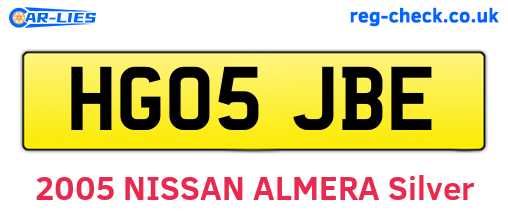 HG05JBE are the vehicle registration plates.