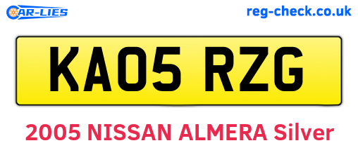 KA05RZG are the vehicle registration plates.