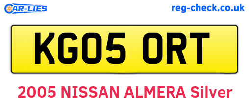 KG05ORT are the vehicle registration plates.