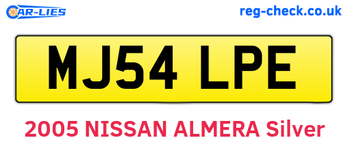MJ54LPE are the vehicle registration plates.