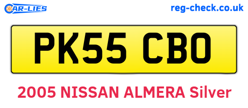 PK55CBO are the vehicle registration plates.