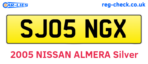 SJ05NGX are the vehicle registration plates.