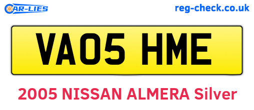 VA05HME are the vehicle registration plates.