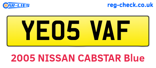 YE05VAF are the vehicle registration plates.