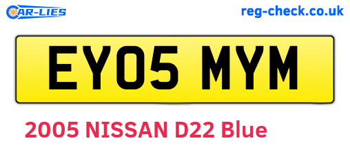 EY05MYM are the vehicle registration plates.
