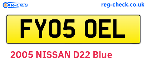 FY05OEL are the vehicle registration plates.