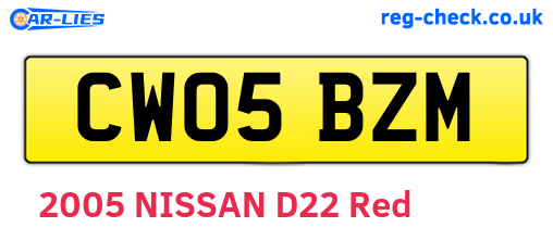 CW05BZM are the vehicle registration plates.
