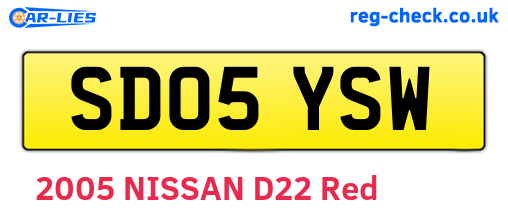 SD05YSW are the vehicle registration plates.